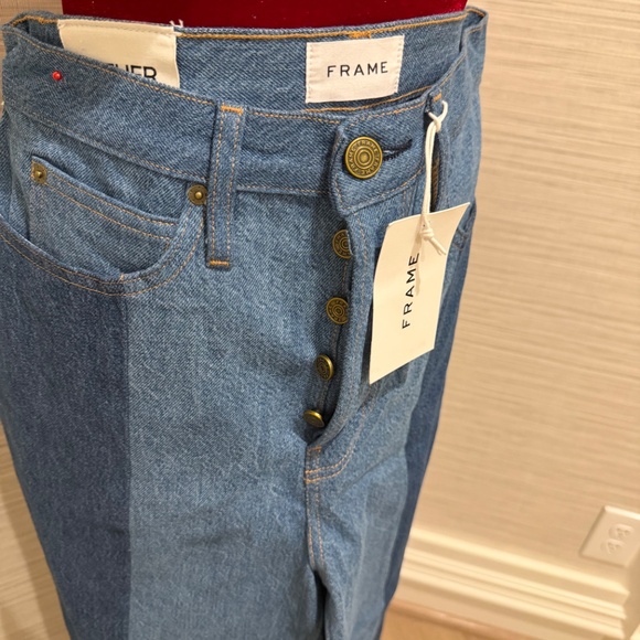 FRAME Split Seam Wide Leg Jeans Two Tone Size 29 - Picture 2 of 4
